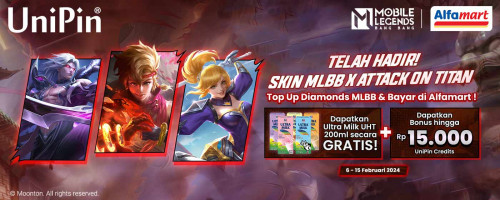 Skin MLBB x AOT Telah Hadir, Top Up Diamonds MLBB dan Dapatkan Ultra Milk Gratis + Bonus hingga 15,000